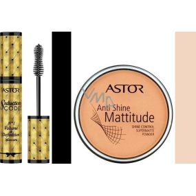 Astor Seduction Codes N1 Volume & Definition řasenka černá 10,5 ml + Astor Anti Shine Mattitude pudr 003 14 g, dárková sada