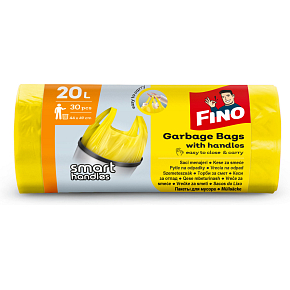 Fino Color Worki na śmieci z uchwytami żółte, 7 µm, 20 litrów, 44 x 50 cm, 30 sztuk