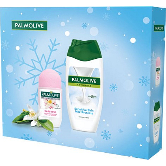 Palmolive Naturals Sensitive Skin Milk Proteins sprchový gel 250 ml + Happyfull antiperspirant roll-on 50 ml, kosmetická sada