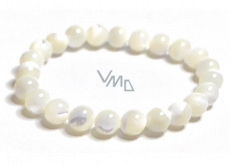 Bransoletka elastyczna z naturalnego kamienia, perełka 8 mm / 16 - 17 cm, symbol kobiecości