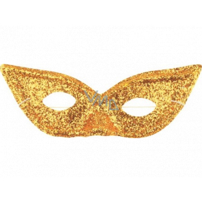 Škraboška s glitry kočičí oči Zlatá vhodná pro dospělé 1 kus Škraboška s glitry kočičí oči Zlatá vhodná pro dospělé 1 kus