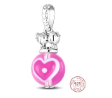 Charm Srebrny 925 Polibek, miłość, serce, zawieszka na bransoletkę