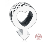 Charm Srebrny 925 Męski symbol, serce, koralik na bransoletkę symbol