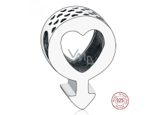 Charm Srebrny 925 Męski symbol, serce, koralik na bransoletkę symbol