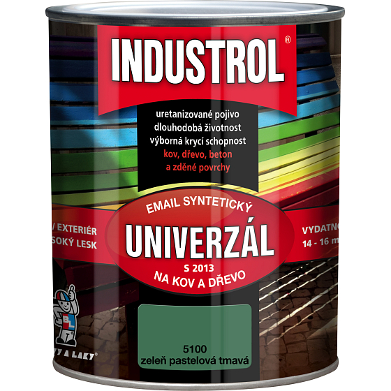 Industrol S2013 univerzál lesk vrchní barva na kov a dřevo, 5100 zieleń pastelowa, 750 ml