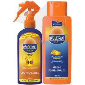 BioExtrakt SPF10 Opalovací mléko 200 ml sprej + mléko 250 ml, kosmetická sada