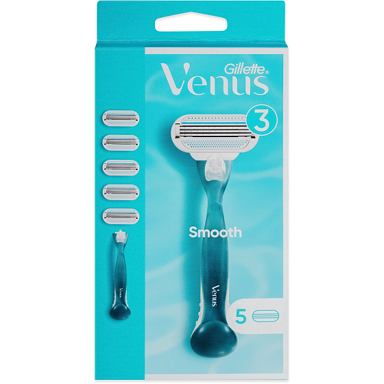 Gillette Venus Smooth golarka + zapasowe wkłady 5 sztuk dla kobiet