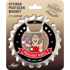 Nekupto Hobby 3v1 otvírák, podtácek, magnet Pracant roku 10 cm Nekupto Hobby 3v1 otvírák, podtácek, magnet Pracant roku 10 cm