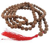 108 Mała Shiva Rudraksha, naszyjnik medytacyjny, naturalne indyjskie nasiona, wiązane, elastyczne, ręczne wykonanie, długość 8 cm, koralik 7-8 mm