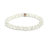 Selenit / Alabaster bransoletka elastyczna naturalny kamień, kuleczka 6 mm / 16 - 17 cm, anielska energia