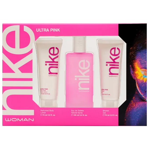 Nike Ultra Pink Woman toaletní voda 100 ml + tělové mléko 75 ml + sprchový gel 75 ml, dárková sada pro ženy