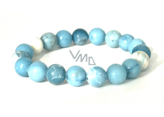 Bransoletka Larimar elastyczna naturalny kamień, kuleczka 9 - 10 mm / 16 - 17 cm, spokój - miar - równowaga