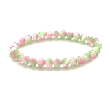 Kalcyt arbuz bransoletka elastyczna naturalny kamień, kuleczka 6 mm / 16 - 17 cm, intuicja-kreatywność-harmonia-pamięć