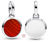 Charm Srebrna 925 Mini medalion czerwony imitacja Agatu, zawieszka na bransoletkę symbol