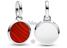 Charm Srebrna 925 Mini medalion czerwony imitacja Agatu, zawieszka na bransoletkę symbol