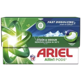 Ariel All in 1 Pods Mountain Spring gelové kapsle na praní univerzální 19 kusů Ariel All in 1 Pods Mountain Spring gelové kapsle na praní univerzální 19 kusů