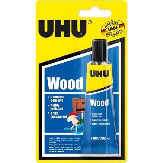 Uhu Wood Szybkoschnący klej do drewna o wysokiej wytrzymałości do użytku na zewnątrz 27 ml