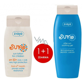Ziaja Sun SPF 50+ wodoodporne mleko do opalania dla dzieci 125 ml + Sun kojący żel po opalaniu 200 ml, duopack