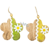 Kwiaty drewniane na zawieszenie 7,5 cm 2 sztuki