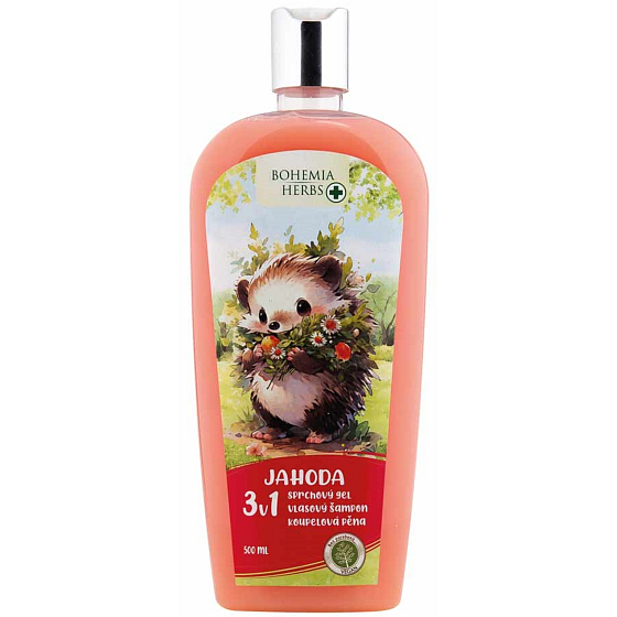 Bohemia Gifts Herbs Truskawka 3w1 żel pod prysznic, szampon i piana do kąpieli dla dzieci 500 ml