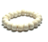 Kość Jaka Biała Tybetańska Bransoletka Elastyczna Naturalny Kamień, Kulka 12 mm / 16 - 17 cm, Ochronny Amulet
