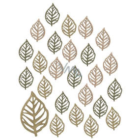 Drewniane liście 2 cm 24 sztuk mix kolorów Drewniane liście 2 cm 24 sztuk mix kolorów