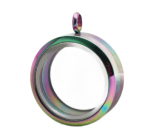 Medailon s otočným uzávěrem nerezový duhová barva tloušťka 11 mm x 30 mm