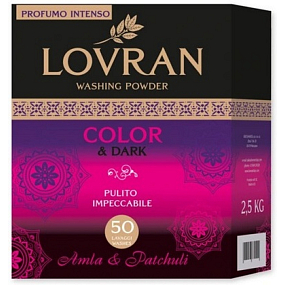 Lovran Color & Dark Amla Parchouli proszek do kolorowych i ciemnych tkanin 50 dawek, 2,5 kg