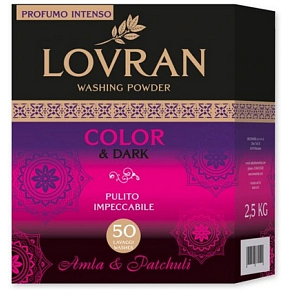 Lovran Color & Dark Amla Parchouli proszek do kolorowych i ciemnych tkanin 50 dawek, 2,5 kg