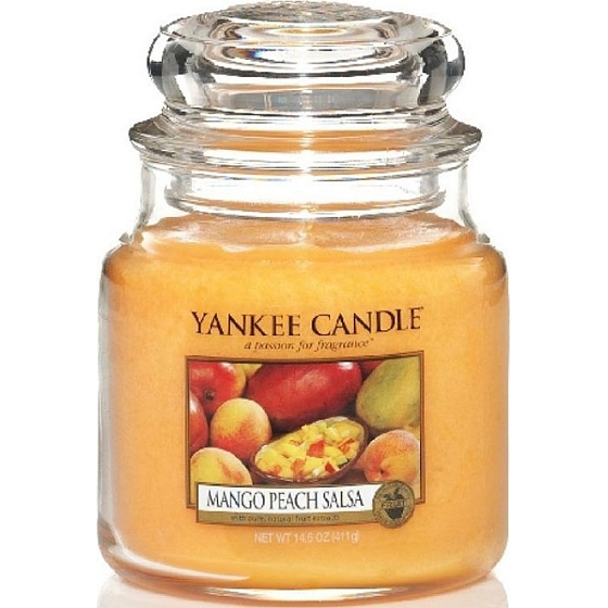 Yankee Candle Mango Peach Salsa - Salsa z manga a broskví vonná svíčka Classic střední sklo 411 g