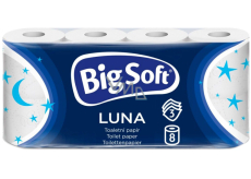 Big Soft Luna toaletní papír bílý 160 útržků 3 vrstvý 8 kusů