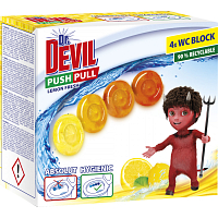 Dr. Devil WC Push Pull Gel Lemon Fresh blok WC bez koszyka, 4 × 20 g