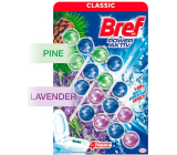 Bref Power Aktiv Borovice WC blok pro hygienickou čistotu a svěžest Vaší toalety, zbarvuje vodu, 2 x 50 g + Levandule WC blok 2 x 50 g