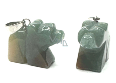 Achat Indyjski Niedźwiedź wisiorek naturalny kamień, ręcznie szlifowana figurka 1,8 x 2,5 x 8 mm, symbolizuje żywioł ziemi