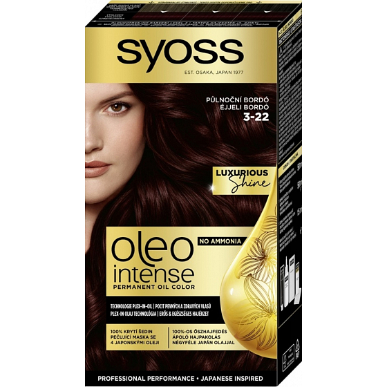 Syoss Oleo Intense Color farba do włosów bez amoniaku 3-22 Północny bordowy