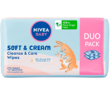 Nivea Baby Soft & Cream nawilżane chusteczki oczyszczające 2 x 57 sztuk, duopack