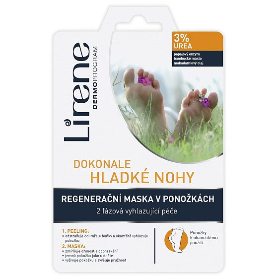 Lirene Doskonałe gładkie nogi 3% mocznik 2-fazowy peeling i regeneracyjna maska w skarpetkach