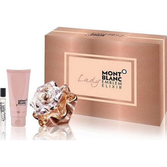 Montblanc Lady Emblem Elixir parfémovaná voda pro ženy 75 ml + tělové mléko 100 ml + parfémovaná voda rollerball 7,5 ml, dárková sada