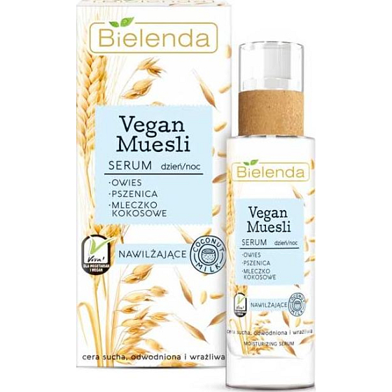 Bielenda Vegan Muesli Pšenice + Oves + Kokosové mléko hydratační pleťové sérum denní/noční 30 ml