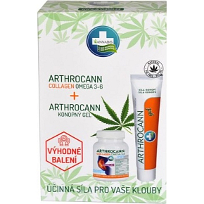 Annabis Arthrocann Collagen Omega 3-6 Forte doplněk stravy 60 tablet + Annabis Arthrocann konopný gel s koloidním stříbrem na klouby, šlachy svaly a záda 75 ml, dárková sada