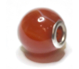 Jaspś czerwony kręgę kulę naturalny kamień 14 mm, otwór 4,2 mm 1 sztuka, kamień pełny