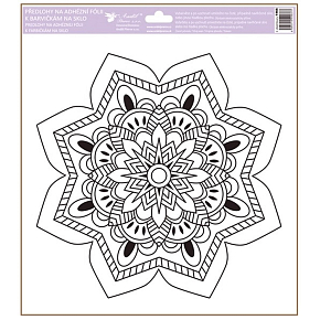 Předloha na adhezní fólii k barvičkám na sklo Mandala špičaté tvary 30 x 33,5 cm