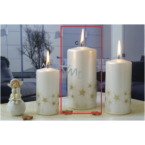 Lima Starlight svíčka bílá zlaté hvězdy válec 70 x 150 mm 1 kus Lima Starlight svíčka bílá zlaté hvězdy válec 70 x 150 mm 1 kus