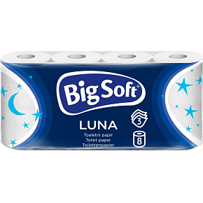 Big Soft Luna 3-warstwowy papier toaletowy, 8 rolek, 17,6 m rolka