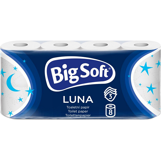 Big Soft Luna 3-warstwowy papier toaletowy, 8 rolek, 17,6 m rolka