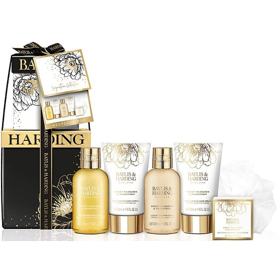 Baylis & Harding Sladká mandarinka a Grapefruit mycí gel 300 ml + sprchový krém 300 ml + tělové mléko 300 ml, kosmetická sada pro ženy