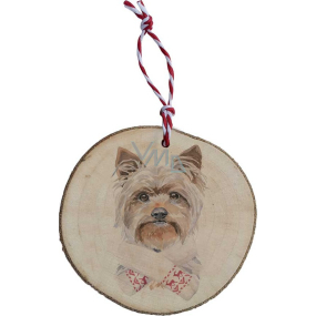 Bohemia Gifts Ručně vyráběná vánoční ozdoba dřevěná Jorkšírský Teriér 6 cm