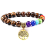 Bransoletka Chakra Drzewo Życia + Tygrysie Oko, elastyczna naturalna guma 8 mm / 16 - 17 cm