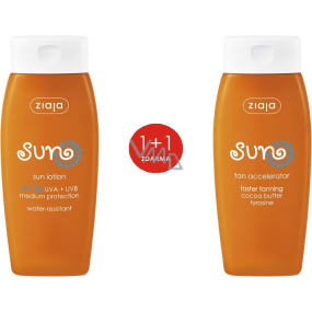 Ziaja Sun SPF 20 wodoodporne mleko do opalania 150 ml + aktywator opalania z tyrozyną 150 ml, duopack