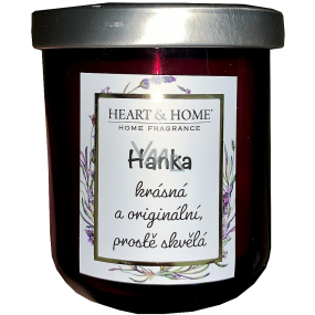 Heart & Home Słodkie ciasto z sojowym woskiem zapachowa świeczka z imieniem Hanka 110 g